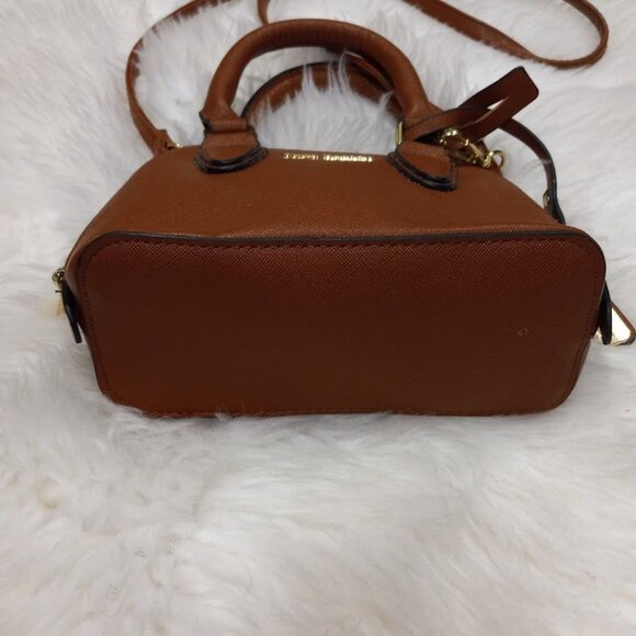 Steve Madden Brown Faux Leather Mini Satchel Bag With Crossbody Strap - Picture 7 of 15